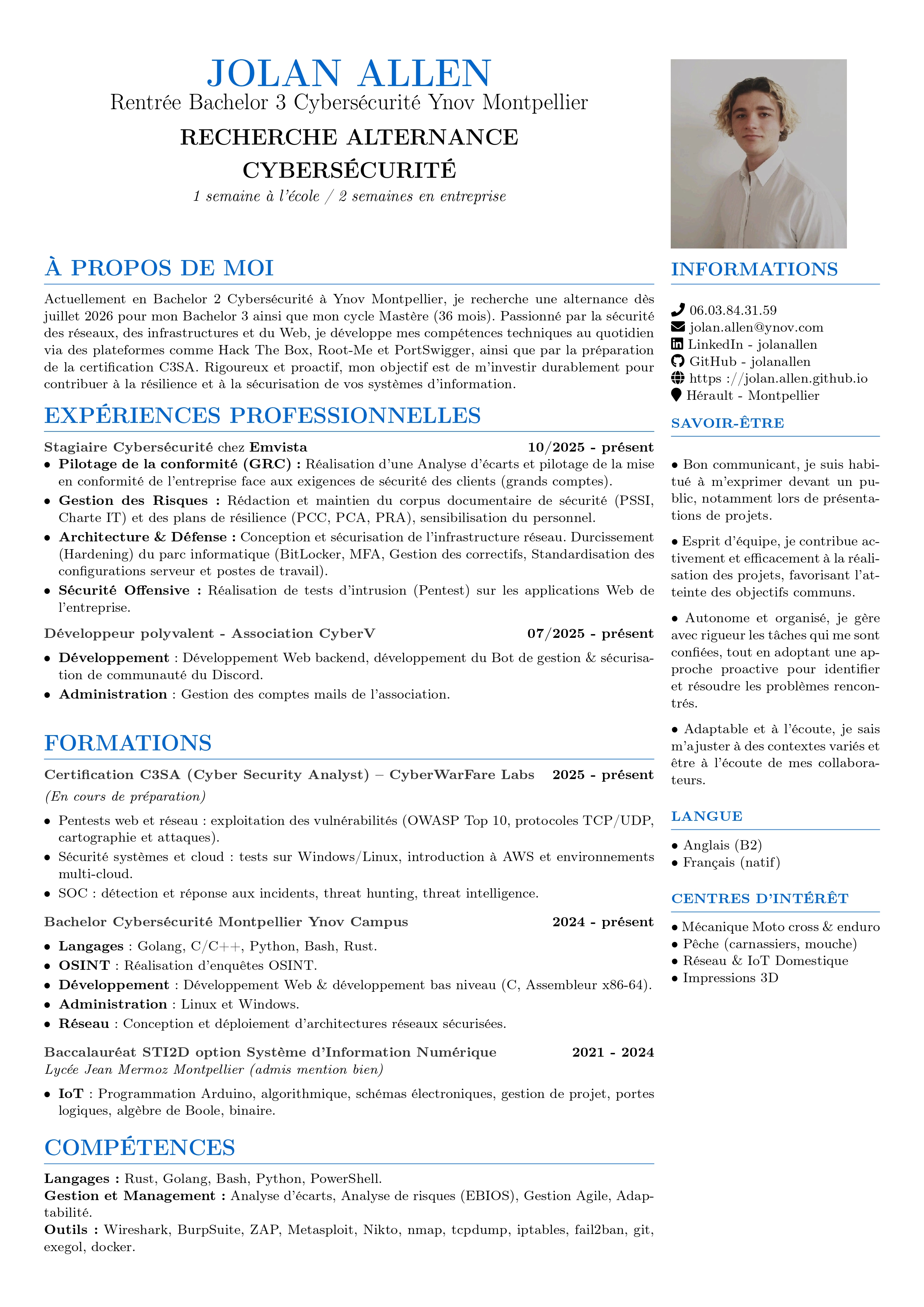 Aperçu du CV de Jolan Allen